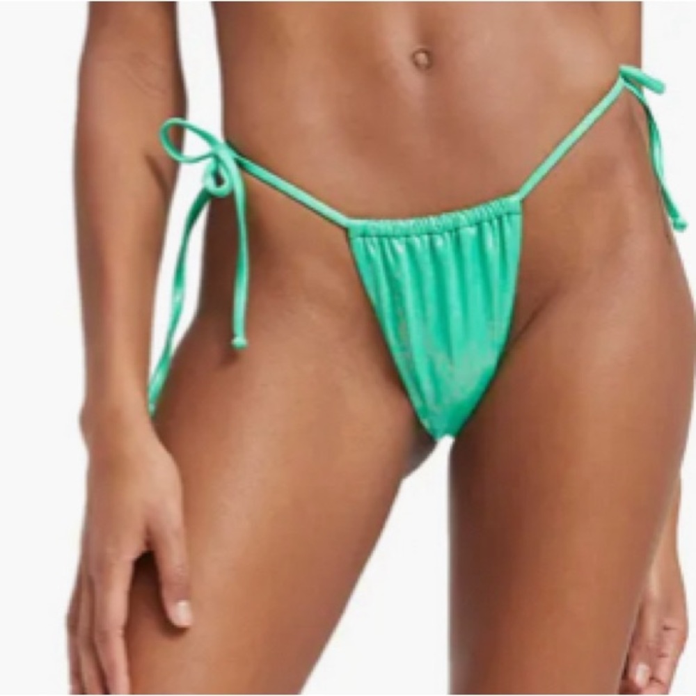 Good American Women's Bikini Bottoms metallic green string size 3(10-12) NEW